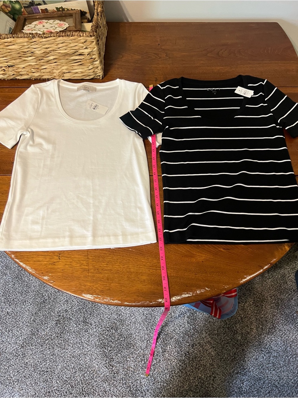 LOFT Short-Sleeve Crew Tee Duo in White and Black Stripe